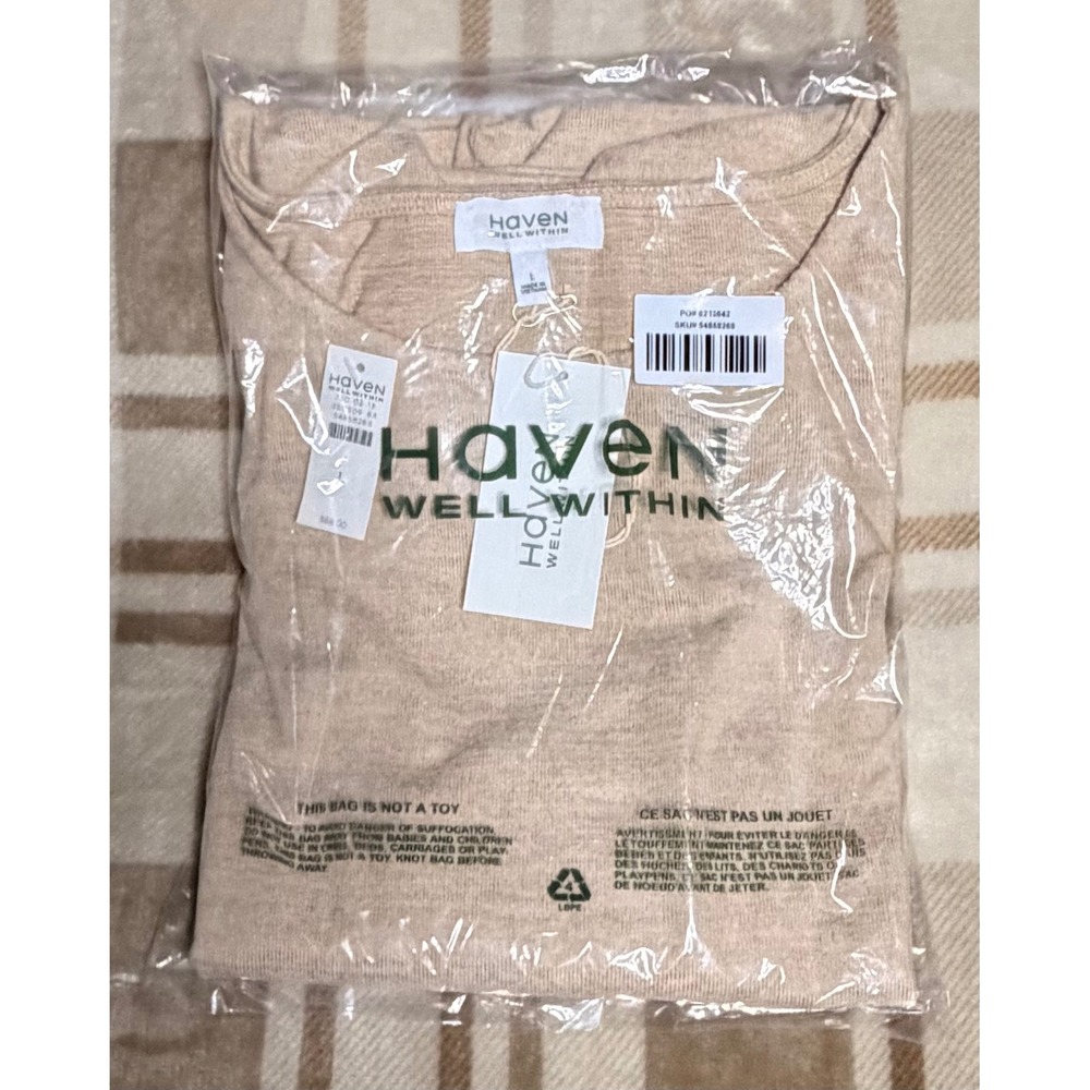 Haven Well Within NWT Marled Knit Boat Neck Top Heathered Oatmeal Pullover L - Picture 9 of 9